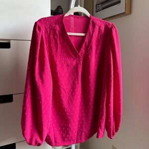 NWOT Summer Hot Pink Women's Long Sleeve Blouse